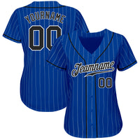 Custom Baseball Jersey - Royal White Pinstripe Black-White Authentic