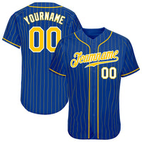 Custom Baseball Jersey - Royal Gold Pinstripe Gold-White Authentic