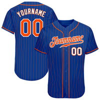 Custom Baseball Jersey - Royal Orange Pinstripe Orange-White Authentic