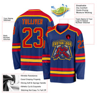 Custom Hockey Jersey - Royal Red-Gold