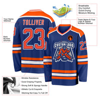 Custom Hockey Jersey - Royal Orange-White