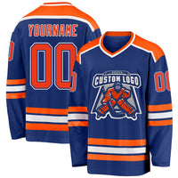 Custom Hockey Jersey - Royal Orange-White