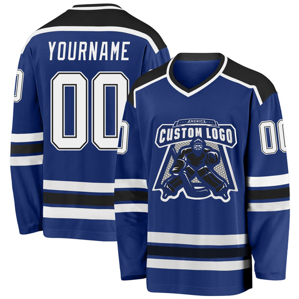 Custom Hockey Jersey - Royal White-Black