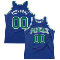 Custom Basketball Jersey - Royal Kelly Green-White Authentic Throwback
