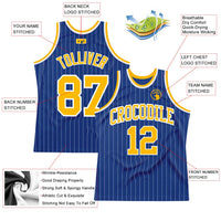 Custom Basketball Jersey - Royal White Pinstripe Gold-White Authentic
