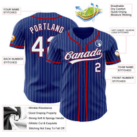 Custom Baseball Jersey - Royal White Pinstripe Red Authentic