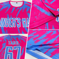 Custom Soccer Jersey - Pink Light Blue-White Sublimation Uniform