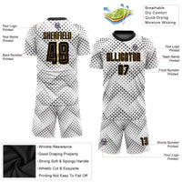 Custom Soccer Jersey - White Black-Old Gold Sublimation Uniform