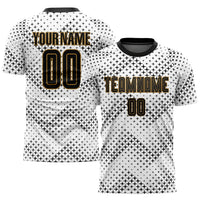 Custom Soccer Jersey - White Black-Old Gold Sublimation Uniform