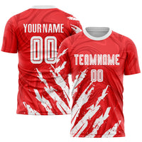 Custom Soccer Jersey - Red White Sublimation Uniform