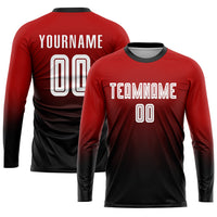 Custom Soccer Jersey - Red White-Black Sublimation Fade Fashion Uniform