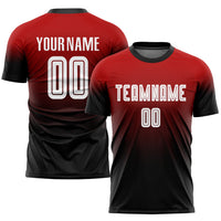 Custom Soccer Jersey - Red White-Black Sublimation Fade Fashion Uniform