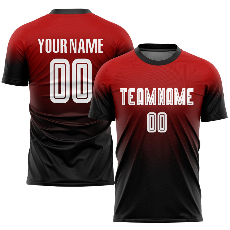 Custom Soccer Jersey - Red White-Black Sublimation Fade Fashion Uniform