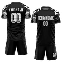 Custom Soccer Jersey - Black White-Camo Sublimation Uniform