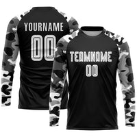 Custom Soccer Jersey - Black White-Camo Sublimation Uniform