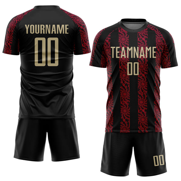 Custom Soccer Jersey - Black Vegas Gold-Red Sublimation Uniform