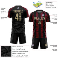 Custom Soccer Jersey - Black Vegas Gold-Red Sublimation Uniform