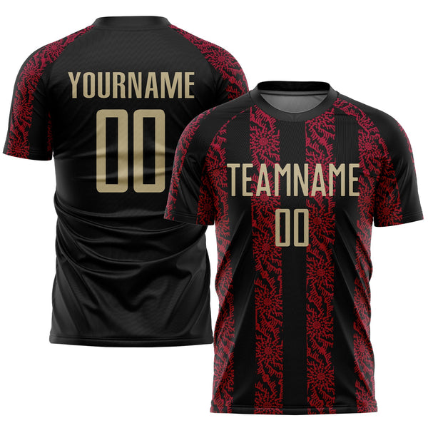 Custom Soccer Jersey - Black Vegas Gold-Red Sublimation Uniform