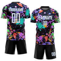 Custom Soccer Jersey - Graffiti Pattern White-Light Blue Sublimation Uniform
