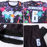 Custom Soccer Jersey - Graffiti Pattern White-Light Blue Sublimation Uniform