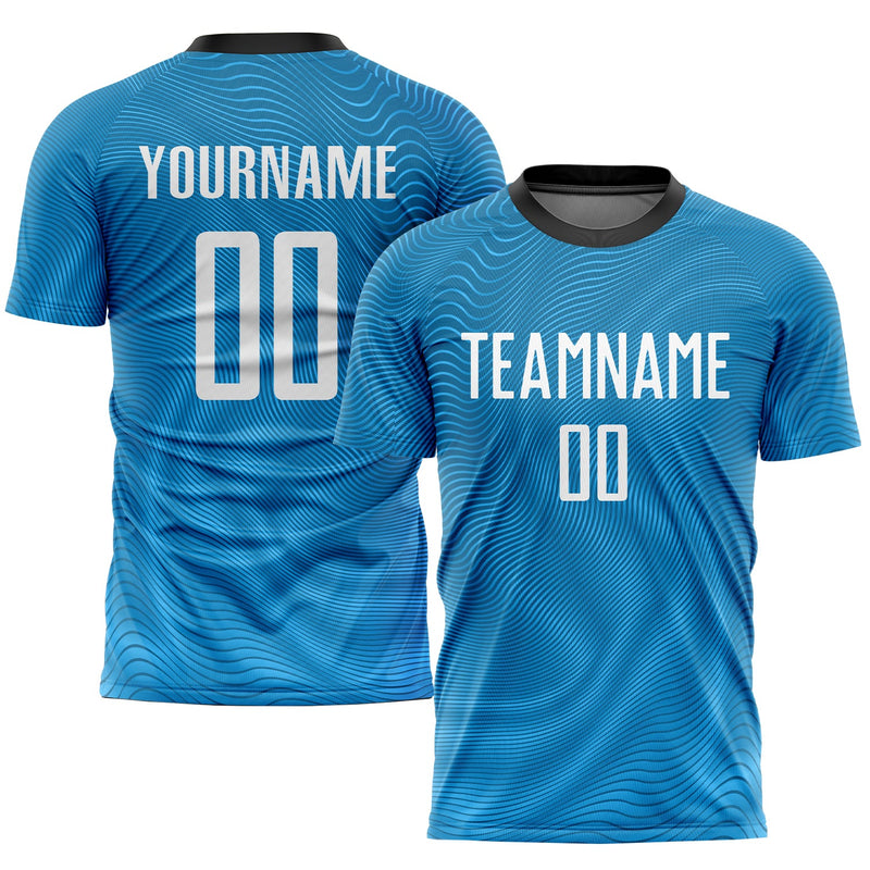 Custom Soccer Jersey - Light Blue White-Black Sublimation Uniform