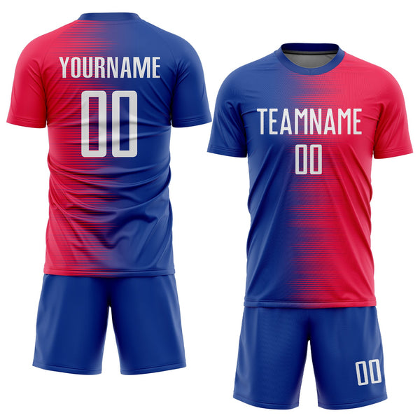 Custom Soccer Jersey - Red White-Royal Sublimation Uniform