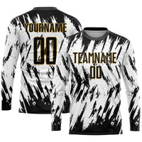 Custom Soccer Jersey - White Black-Old Gold Sublimation Uniform