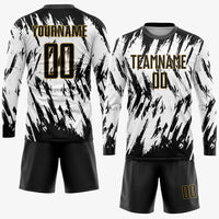 Custom Soccer Jersey - White Black-Old Gold Sublimation Uniform