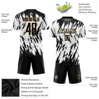 Custom Soccer Jersey - White Black-Old Gold Sublimation Uniform