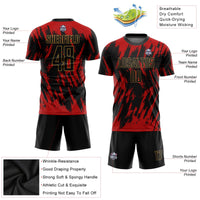 Custom Soccer Jersey - Red Black-Old Gold Sublimation Uniform