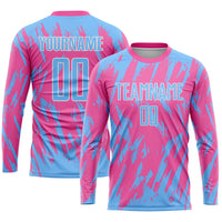 Custom Soccer Jersey - Pink Light Blue-White Sublimation Uniform