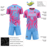 Custom Soccer Jersey - Pink Light Blue-White Sublimation Uniform