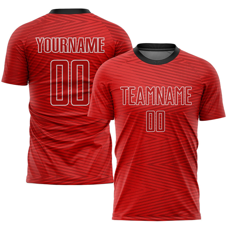Custom Soccer Jersey - Red Red-Black Sublimation Uniform