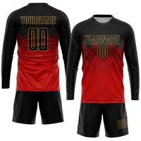Custom Soccer Jersey - Red Black-Old Gold Sublimation Uniform