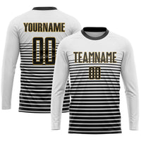 Custom Soccer Jersey - White Black-Old Gold Sublimation Uniform