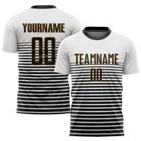 Custom Soccer Jersey - White Black-Old Gold Sublimation Uniform