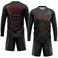 Custom Soccer Jersey - Black Black-Red Sublimation Uniform