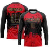 Custom Soccer Jersey - Black Red-Gold Sublimation Uniform