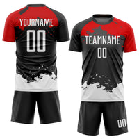 Custom Soccer Jersey - Black White-Red Sublimation Uniform