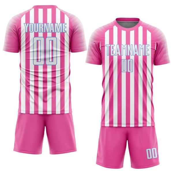 Custom Soccer Jersey - Pink White-Light Blue Sublimation Uniform
