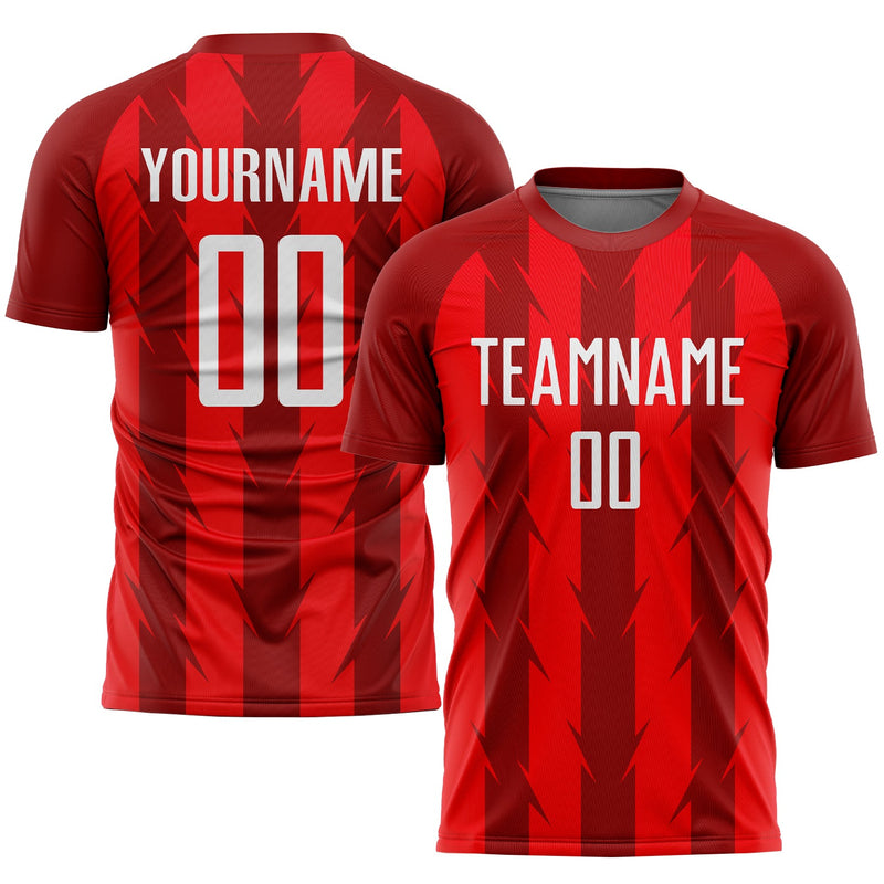 Custom Soccer Jersey - Red White Sublimation Uniform