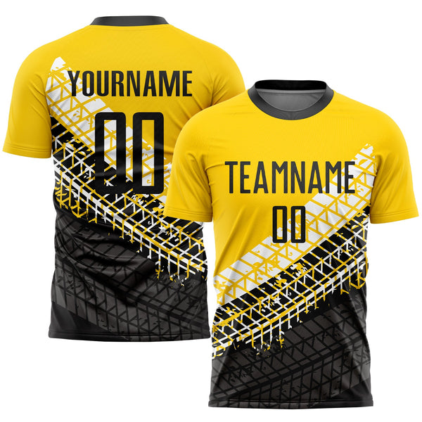 Custom Soccer Jersey - Gold Black-White Sublimation Uniform