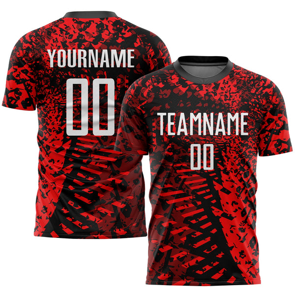 Custom Soccer Jersey - Red Black-White Sublimation Uniform