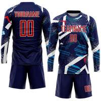 Custom Soccer Jersey - Navy Red-White Sublimation Uniform