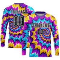 Custom Soccer Jersey - Tie Dye Black-White Sublimation Uniform