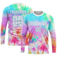 Custom Soccer Jersey - Tie Dye White-Light Blue Sublimation Uniform