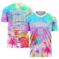 Custom Soccer Jersey - Tie Dye White-Light Blue Sublimation Uniform