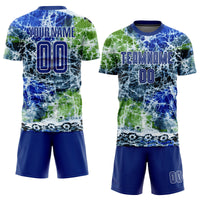Custom Soccer Jersey - Tie Dye Royal-White Sublimation Uniform