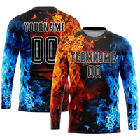 Custom Soccer Jersey - Figure Black-White Flame Sublimation Uniform