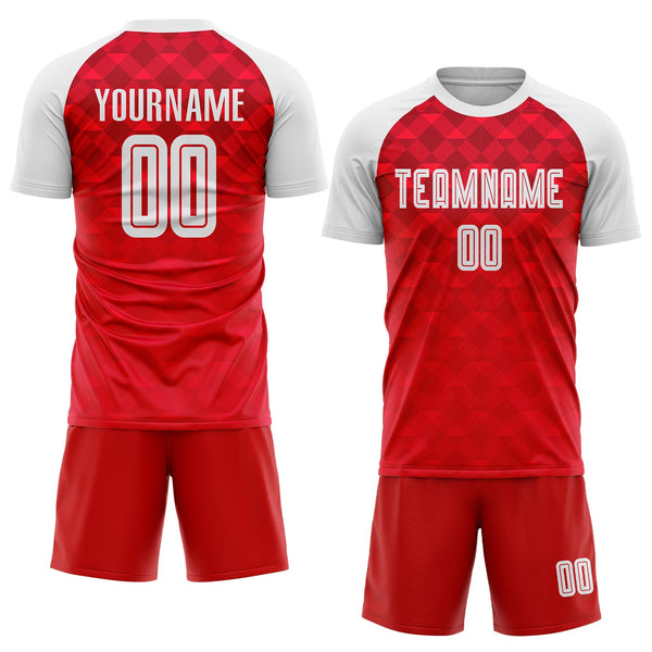 Custom Soccer Jersey - Red White Away Sublimation Uniform